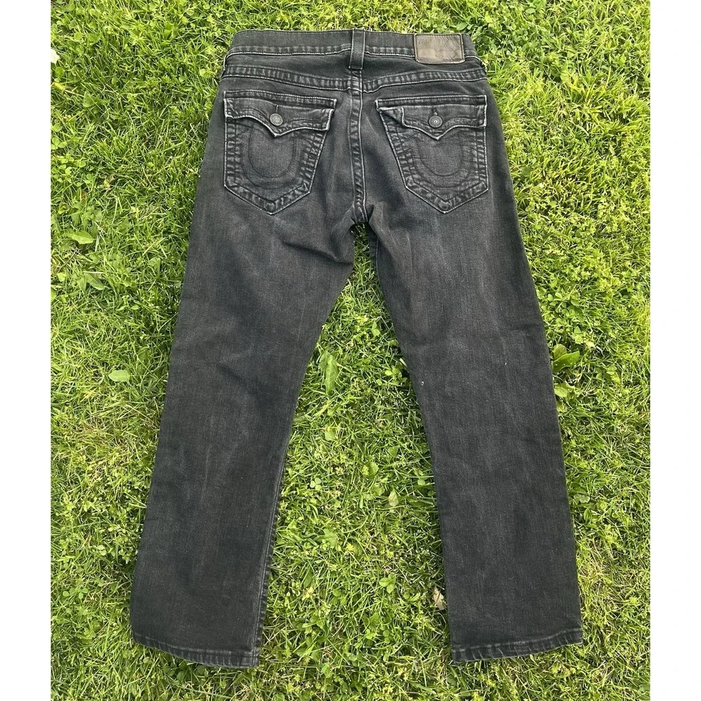 True Religion Denim Ricky Flap Straight Leg Jeans Black USA Made Men's 31 X‎ 26